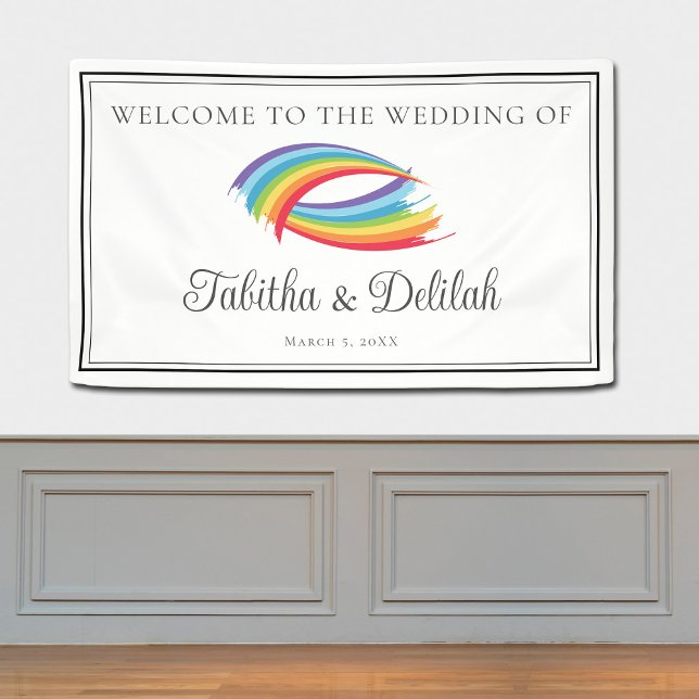 Rainbow Waves Beautiful Custom LGBT Wedding Banner (Creator Uploaded)