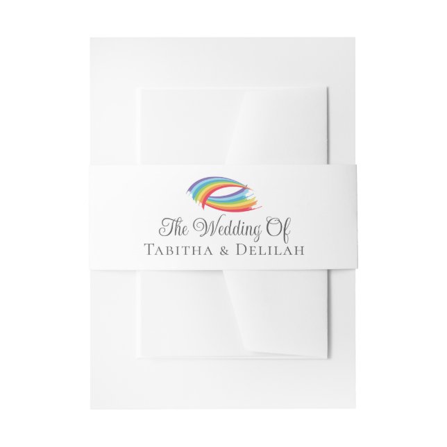 Rainbow Waves Beautiful Custom Wedding Invitation Belly Band (Front Example)