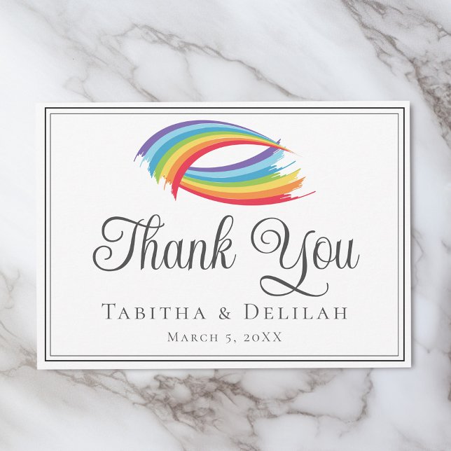 Rainbow Waves Beautiful LGBT Wedding Thank You Card (Creator Uploaded)