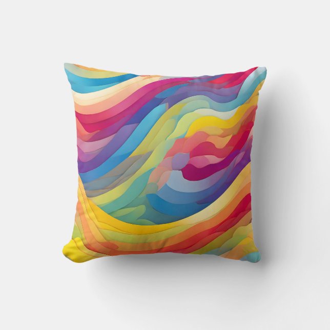 Rainbow Waves Cushion (Front)