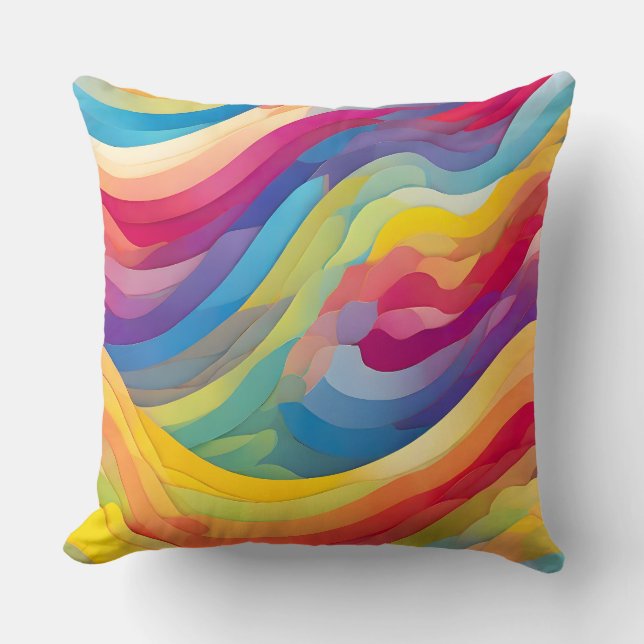Rainbow Waves Cushion (Front)