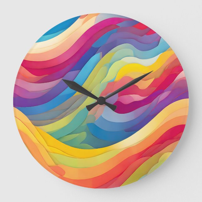 Rainbow Waves Large Clock (Front)
