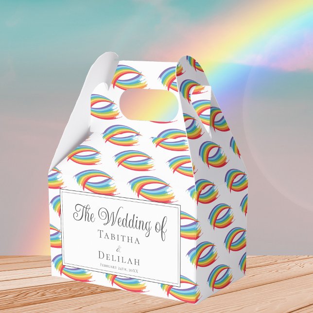 Rainbow Waves Pattern LGBT Wedding Favour Box (Creator Uploaded)