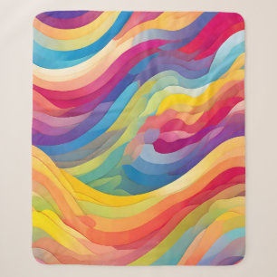 Rainbow Waves Sherpa Blanket