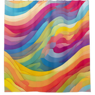 Rainbow Waves Shower Curtain
