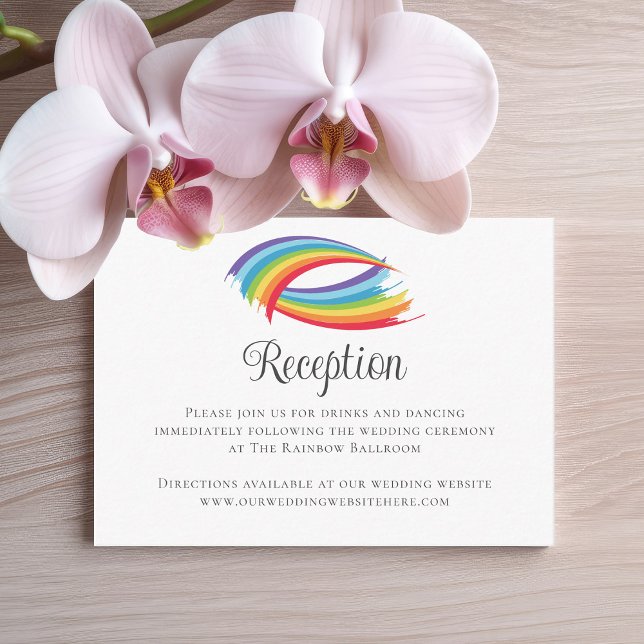 Rainbow Waves Simple LGBT Wedding Reception Enclosure Card (Creator Uploaded)