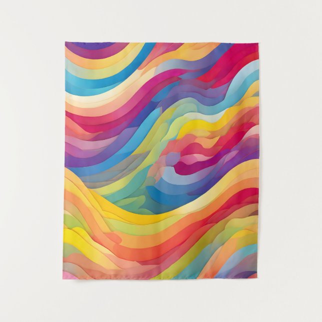 Rainbow Waves Tapestry (Front)