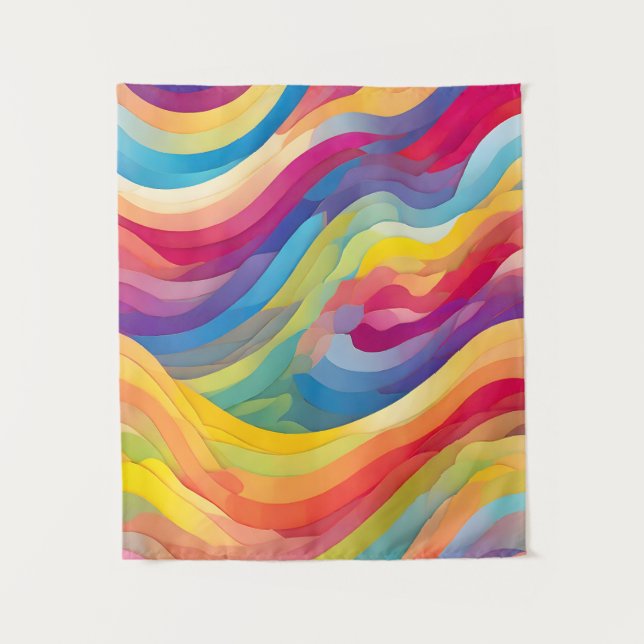 Rainbow Waves Tapestry (Front)