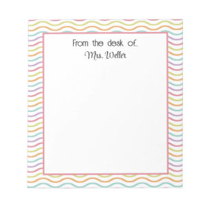 Rainbow Wavy Lined Personalised From the desk of.. Notepad