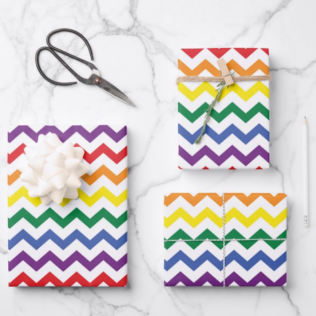 Rainbow Wavy Lines  Wrapping Paper Sheet (Front)