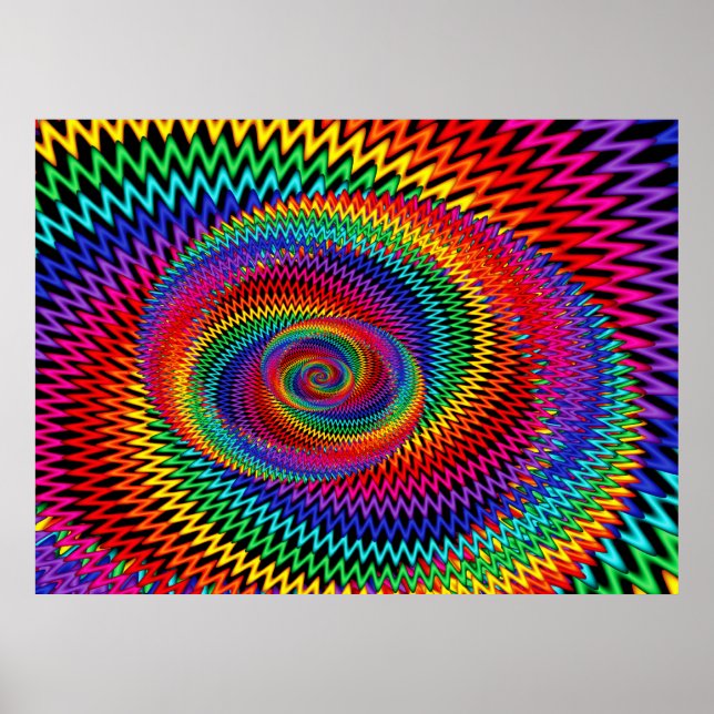 Rainbow Wavy Spiral Fractal Poster (Front)