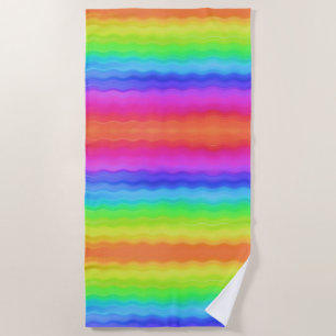 Rainbow Wavy Wave Gradual Pastel Colour Beach Towel