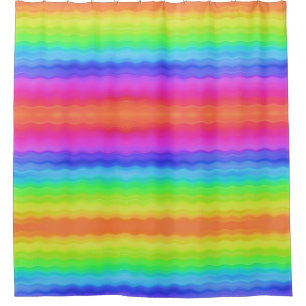 Rainbow Wavy Wave Gradual Pastel Colour Shower Curtain