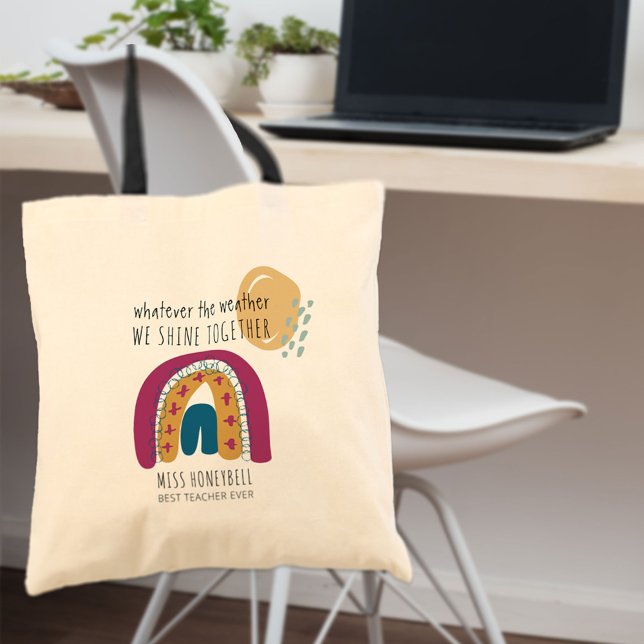 Rainbow We Shine Together Cute Personalised Tote Bag (Creator Uploaded)