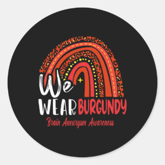 Rainbow We Wear Brain Aneurysm Awareness  Classic Round Sticker