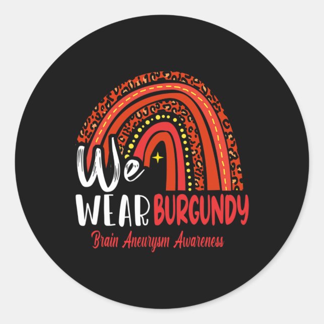 Rainbow We Wear Brain Aneurysm Awareness  Classic Round Sticker (Front)