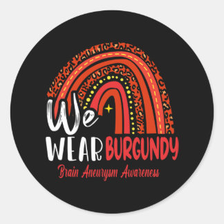 Rainbow We Wear Brain Aneurysm Awareness  Classic Round Sticker