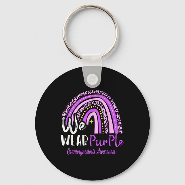 Rainbow We Wear Craniosynostosis Awareness  Key Ring (Front)