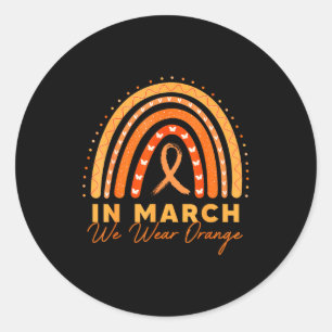 Rainbow We Wear Orange Multiple Sclerosis Awarenes Classic Round Sticker