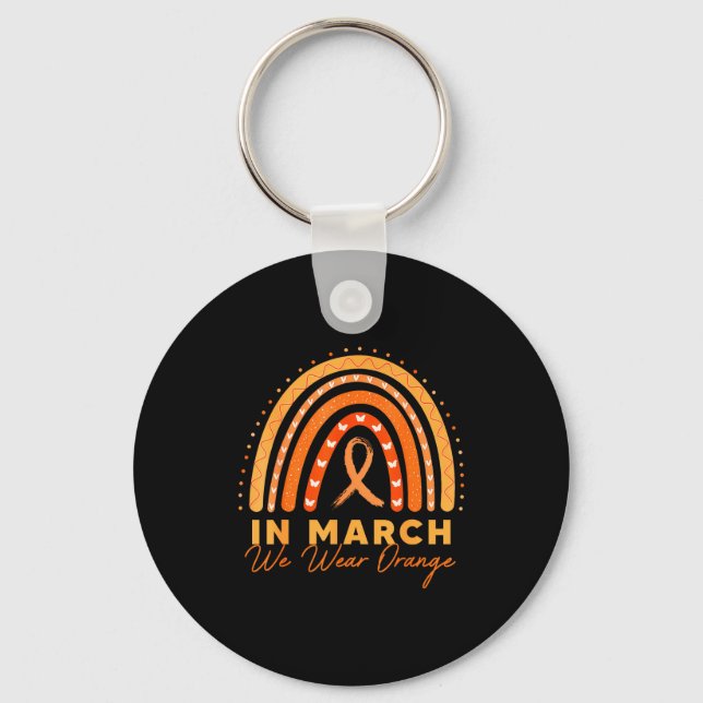 Rainbow We Wear Orange Multiple Sclerosis Awarenes Key Ring (Front)