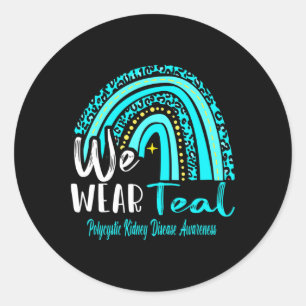 Rainbow We Wear Polycystic Kidney Disease Awarenes Classic Round Sticker