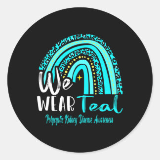 Rainbow We Wear Polycystic Kidney Disease Awarenes Classic Round Sticker