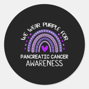 Rainbow We Wear Purple For Pancreatic Cancer Aware Classic Round Sticker