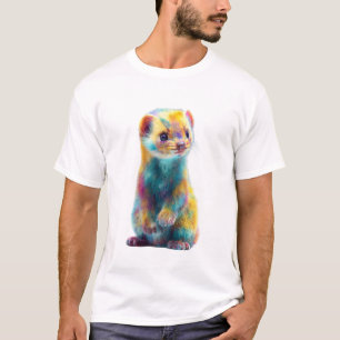 Rainbow Weasel Vibrant Fur Portrait Men T-Shirt