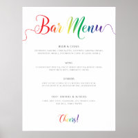 Rainbow Wedding Bar Menu
