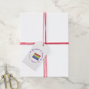 Rainbow Wedding Cake Slice Love is Love Gift Tags