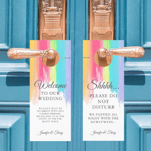 Rainbow Wedding Do Not Disturb Hotel & Welcome Door Hanger
