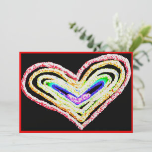 Rainbow wedding heart flat card
