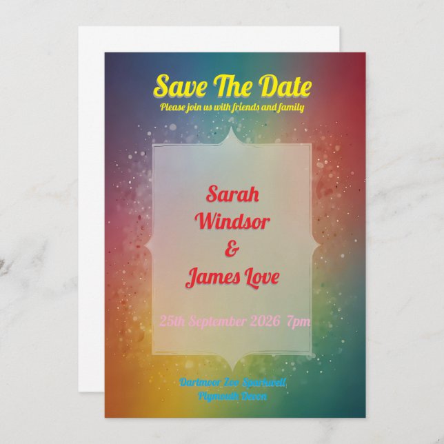 Rainbow Wedding Invitation (Front/Back)