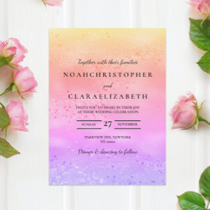 Rainbow Wedding invitation Colourful trendy love