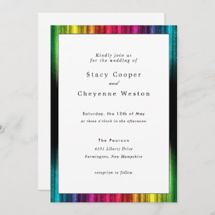 Rainbow Wedding Invitation with Black Accents