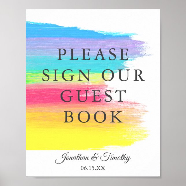 Rainbow Wedding Please Sign Our Guest Book Poster (Front)