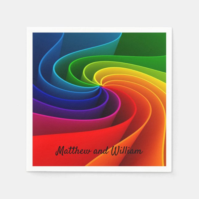 Rainbow Wedding Reception Cocktail Napkin (Front)