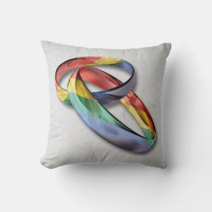 Rainbow Wedding Rings for Marriage Equality Cushion