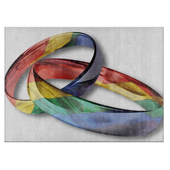 Rainbow Wedding Rings for Marriage Equality Cutting Board (Front)