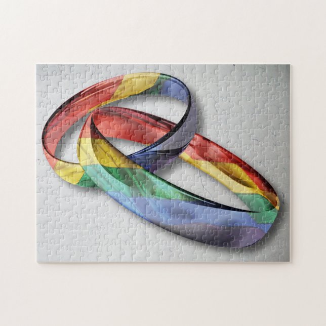 Rainbow Wedding Rings for Marriage Equality Jigsaw Puzzle (Horizontal)