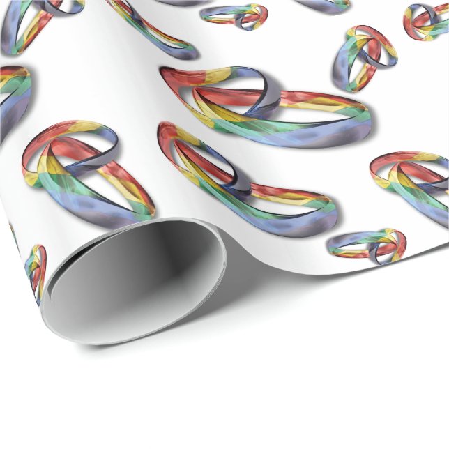 Rainbow Wedding Rings for Marriage Equality Wrapping Paper (Roll Corner)
