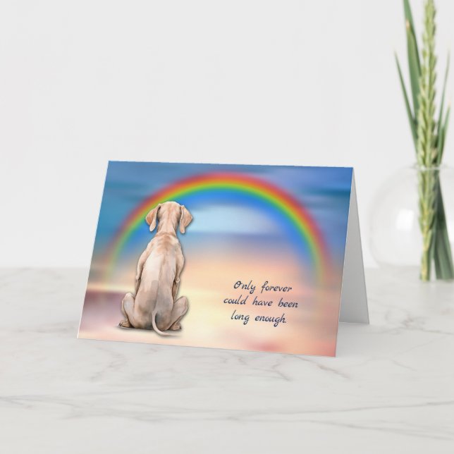 Rainbow Weimaraner Dog Loss Sympathy Card (Front)