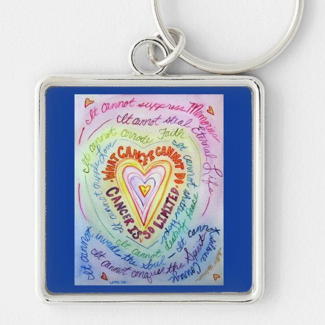 Rainbow What Cancer Cannot Do Heart Keychain (Front)