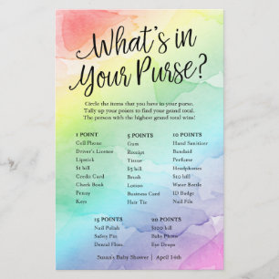 Rainbow What's in Your Purse Paper Game Card
