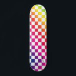 Rainbow & White Checkers & Name or Text Skateboard<br><div class="desc">Stand out with this rainbow and white checkers print skateboard.  Complete with your name or text.</div>