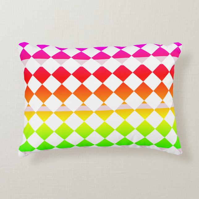Rainbow white diamond pattern accent pillow (Front)
