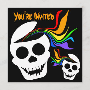 Rainbow White Skull Invitations