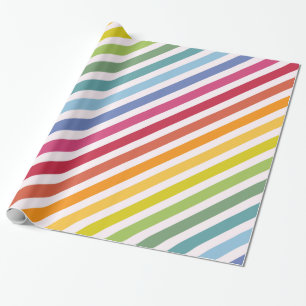 Rainbow & White Stripes Wrapping Paper