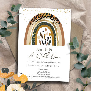 Rainbow Wild One Boho Kids Birthday  Invitation