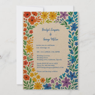 Rainbow Wildflower Rustic Floral Wedding Invitation